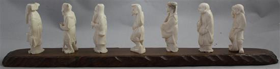 A set  of 7 Japanese ivory figures of the Gods of Happiness and an immortal